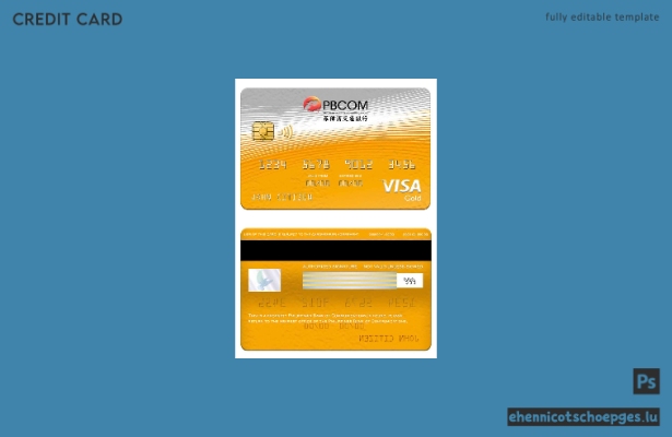 Beispielvorschau der Visa Gold Card der Bank of Communications auf den Philippinen